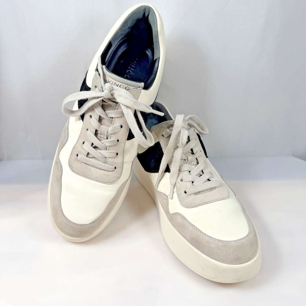 Vince Sneakers Benfield Platform Leather Suede Shoes US 11M EUR 42 White Black